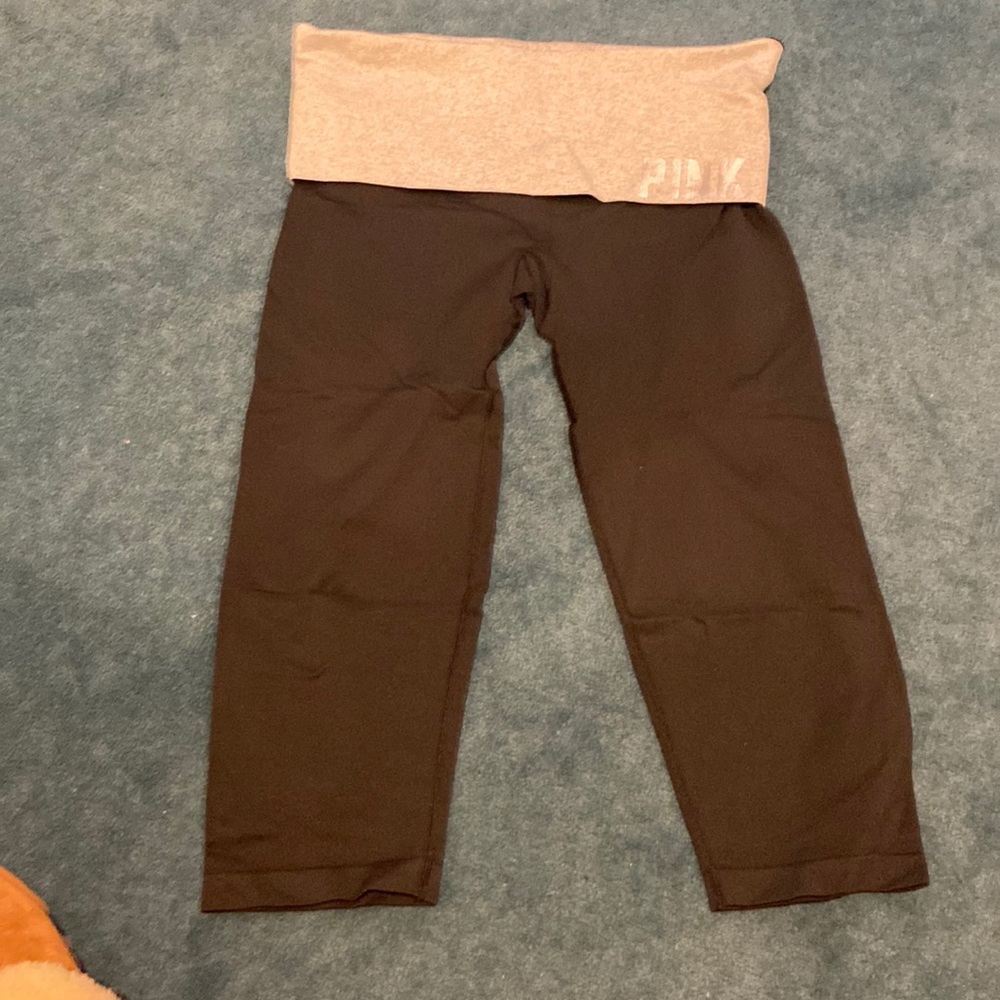 Pink fold over capri leggings